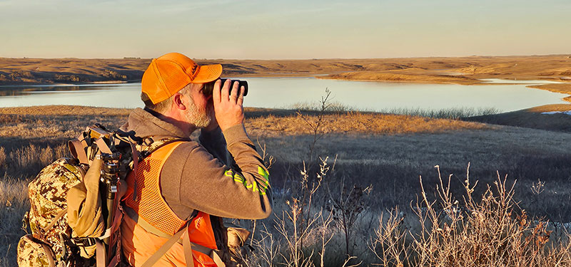 Hunter glassing near wetland