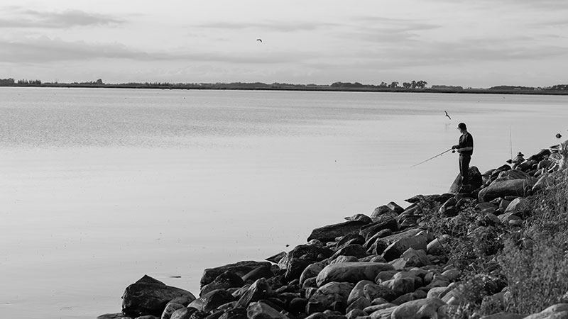Person shorefishing