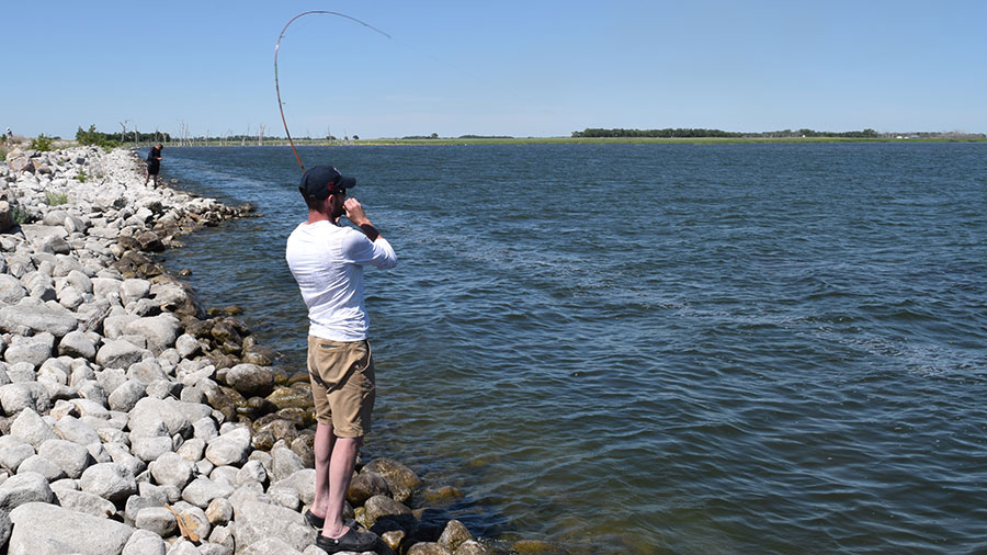 Angler shorefishing