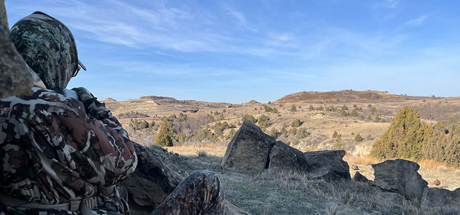 Hunter looking out over hills
