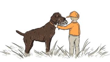 Drawing of boy with hunting dog