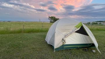 Tent at sunset