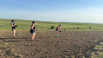 People planting a field