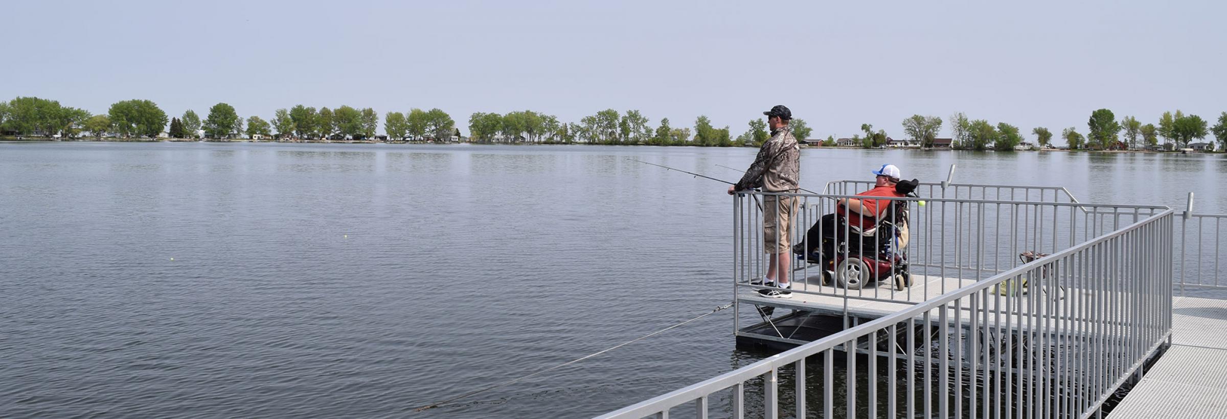 Anglers on fishing pier