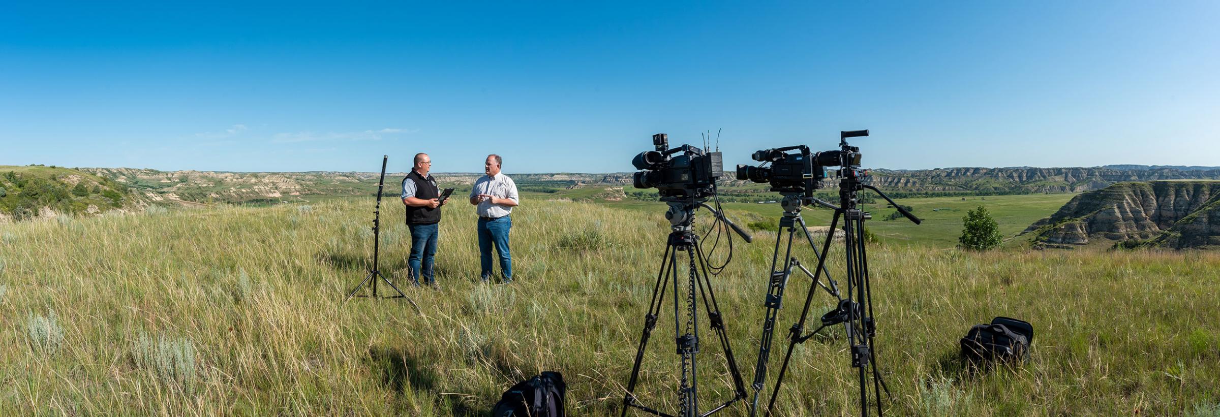 Mike Anderson and Jeb Williams in the badlands