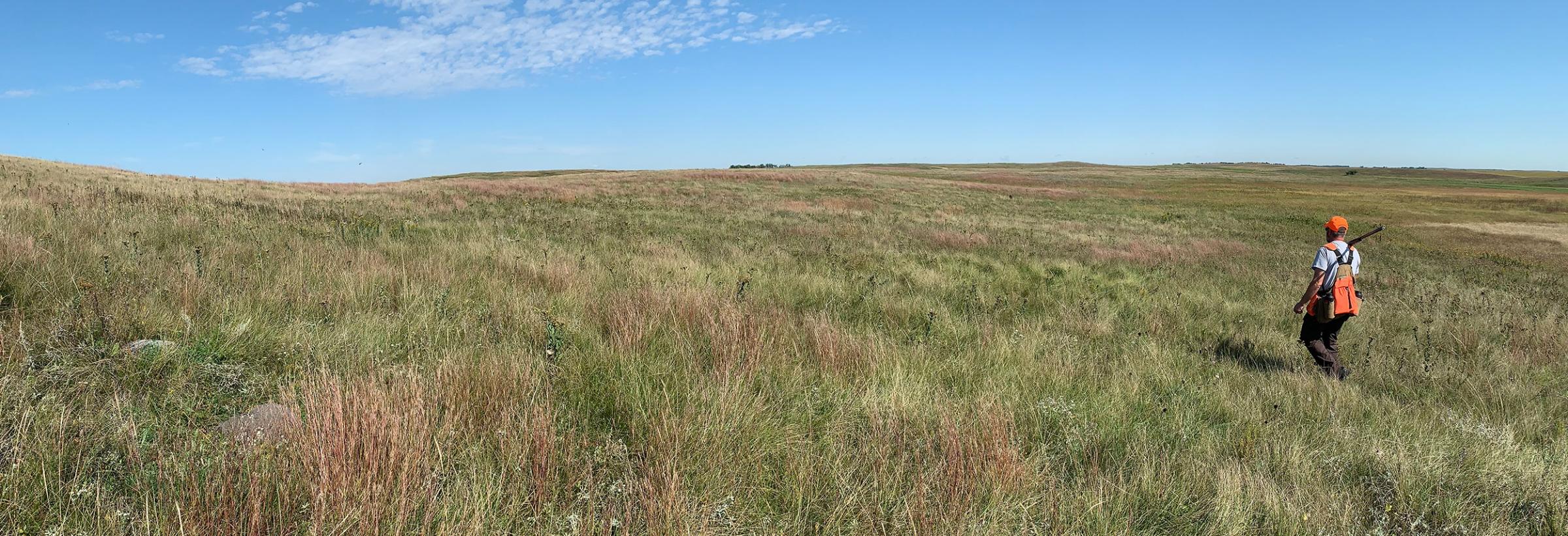 Hunter in prairie