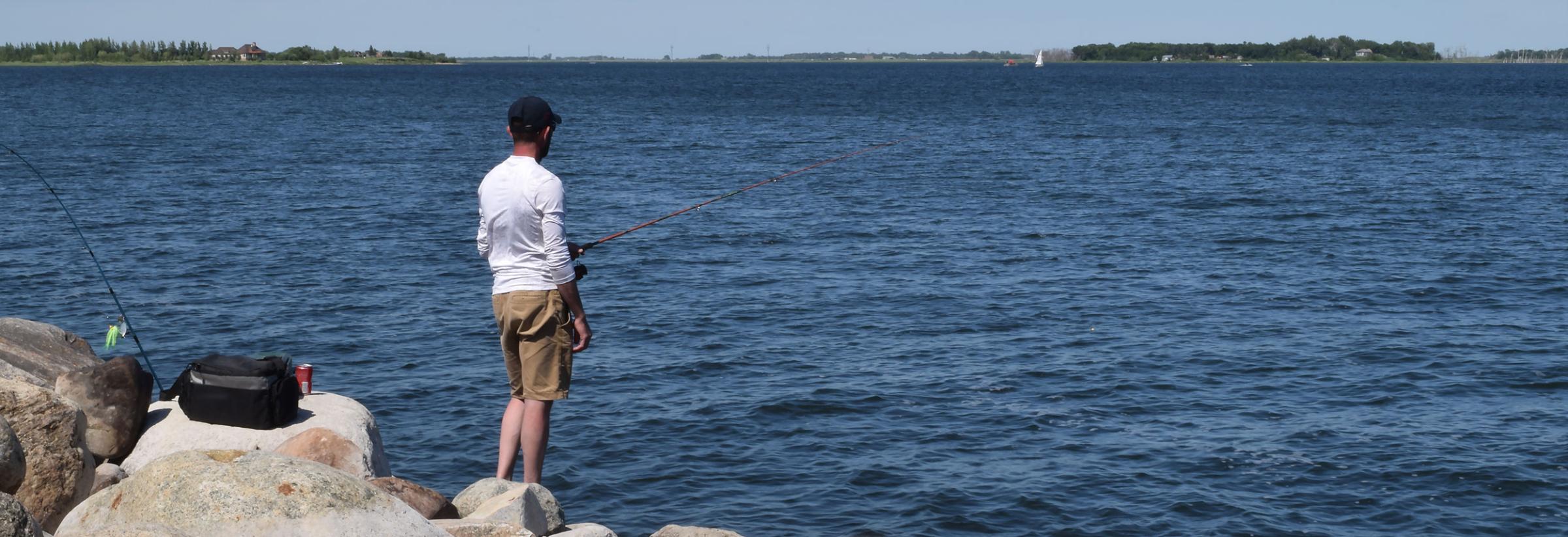 Angler fishing from shore