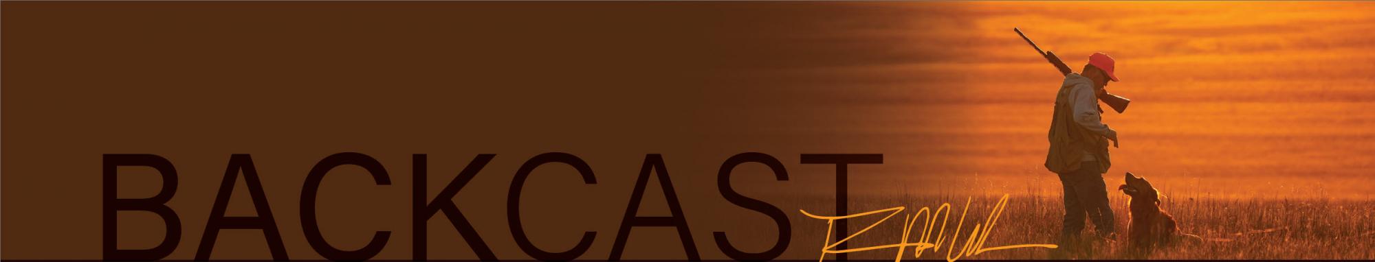 Ron Wilson hunting with dog at sunset