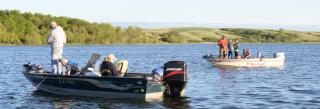 Boats on lake