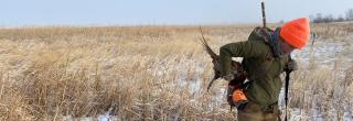 Hunter with harvested pheasant