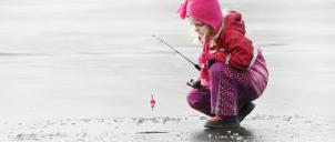 Girl ice fishing