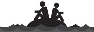 Graphic of two people stranded on an island