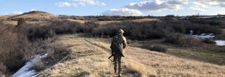 Turkey hunter in the badlands