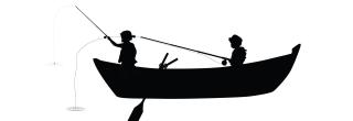 Drawing of kids fishing from a boat