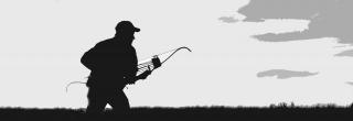 Silhouette of bow hunter