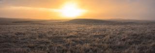 Sunset over fall prairie