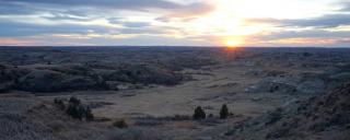 Badlands at sunset
