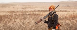Cayla Bendel hunting on the prairie
