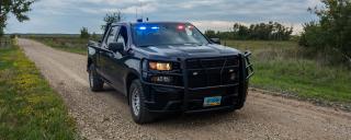 Warden truck with flashing lights