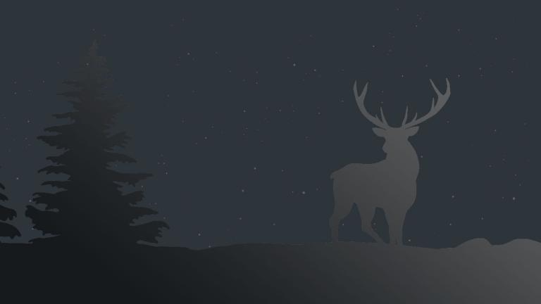 Drawing of deer and tree at night