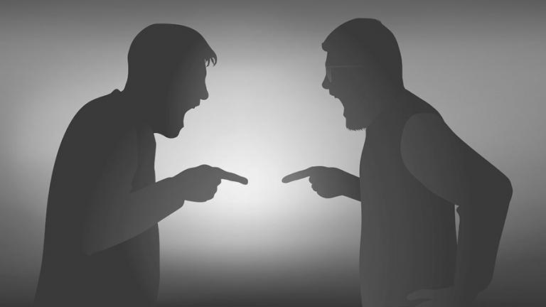 Drawing of two men arguing