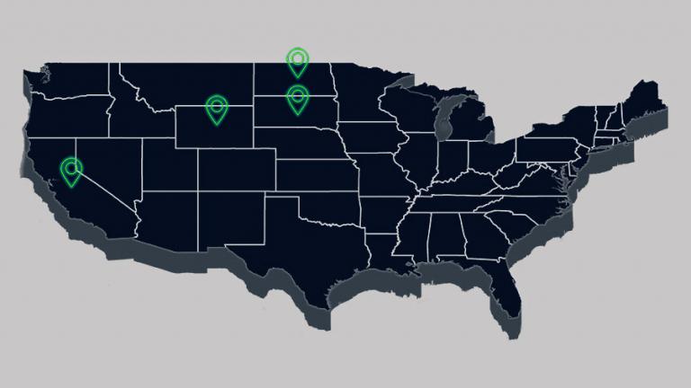Map of U.S. with case states marked