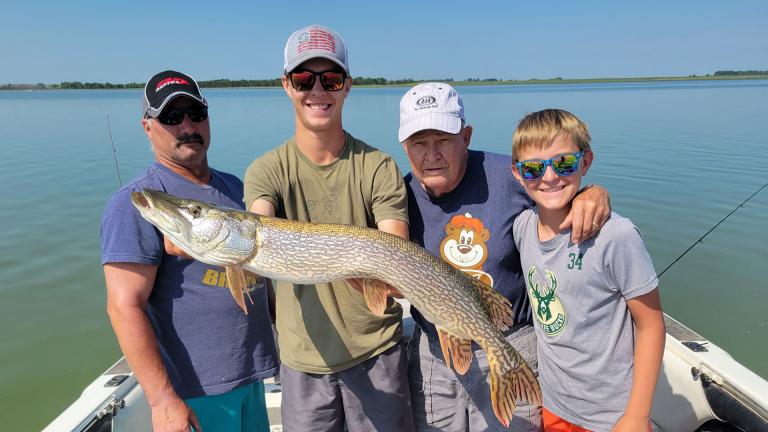 Family with pike the caught