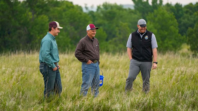 Ranchers and Department staff member on the Morton County WMA