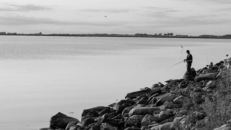 Person shorefishing