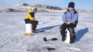Kids ice fishing