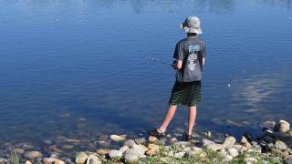 Kid shorefishing