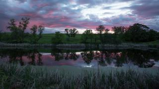 Sunset over a wetland