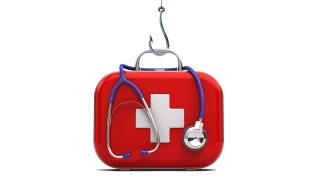 First aid kit hanging from a fishing hook