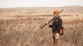 Cayla Bendel hunting on the prairie