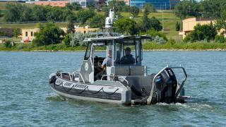 Wardens on boat