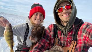 Cayla and husband with perch